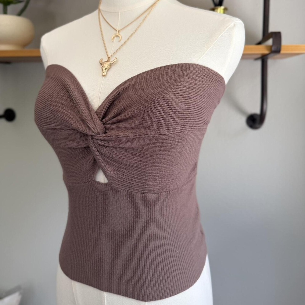 Women's Brown crossover tube top - Picture 2 of 8